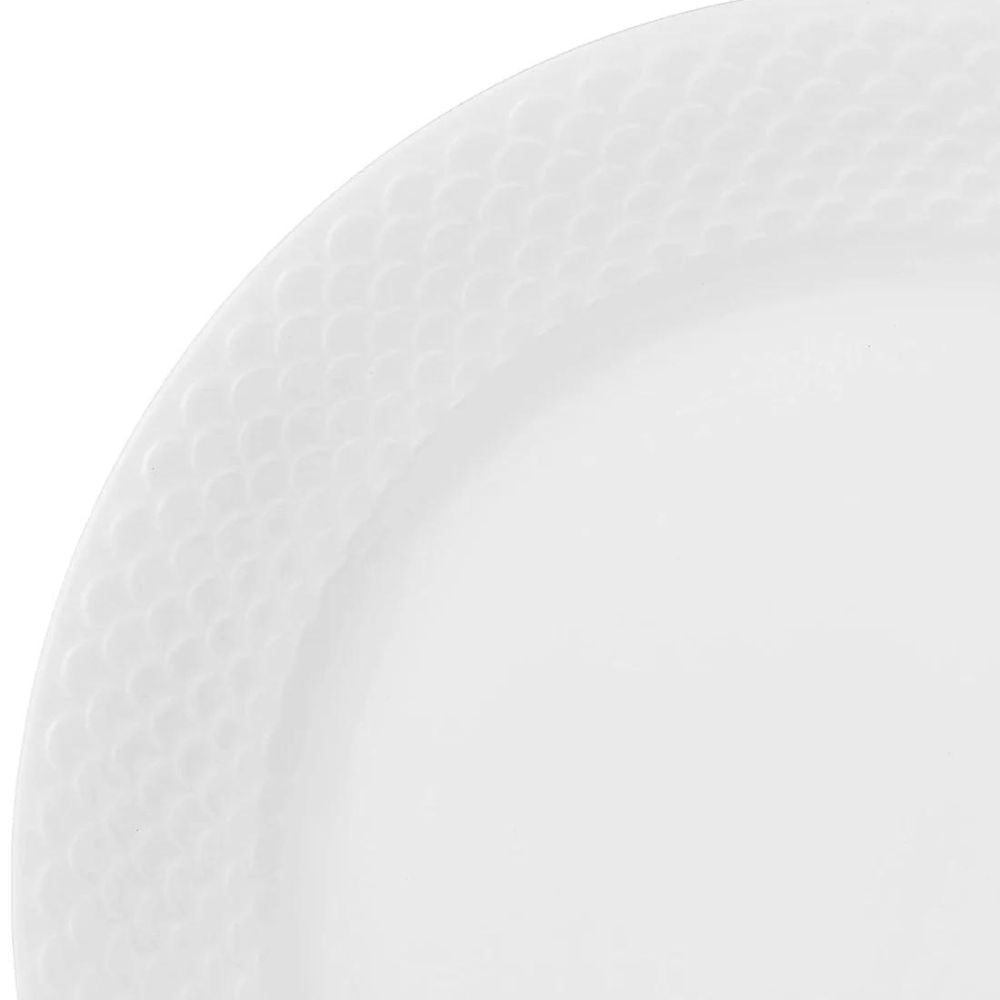 Clay Craft Ceramic Basic Quarter Plate Ripple | White | Set of 4 Pcs
