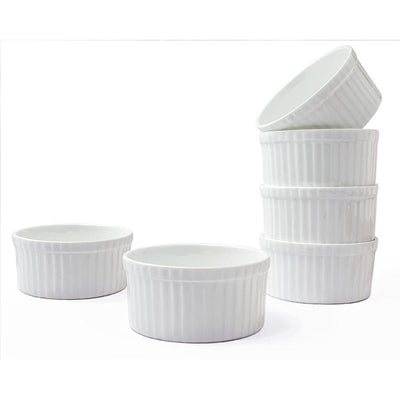 Clay Craft Basics Ceramic Ramekin Bowl | White | Set of 6 Pcs