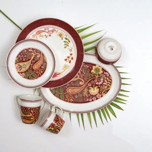 Urmi Ceramic Fiesta Dinner Set | Set of 34 Pcs