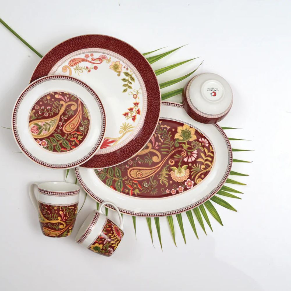 Urmi Ceramic Fiesta Dinner Set | Set of 34 Pcs