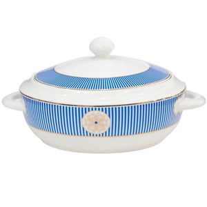 Urmi Noir Blue Dinner Set  | Premium 22K Liquid Gold | Set of 40 Pcs