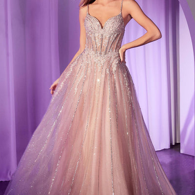 Beaded Sleeveless A-line Gown by Ladivine CD786