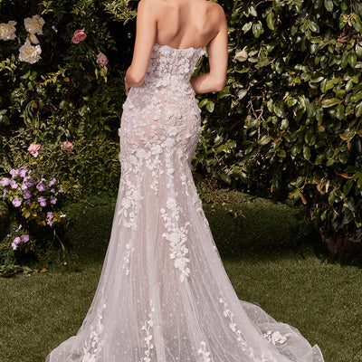 Applique Fitted Strapless Bridal Gown by Ladivine CD793W
