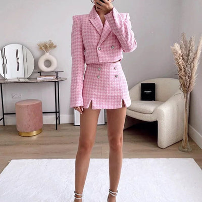 Chloey Luxe Tweed 2 Pc Set - Set of Jacket and Skirt