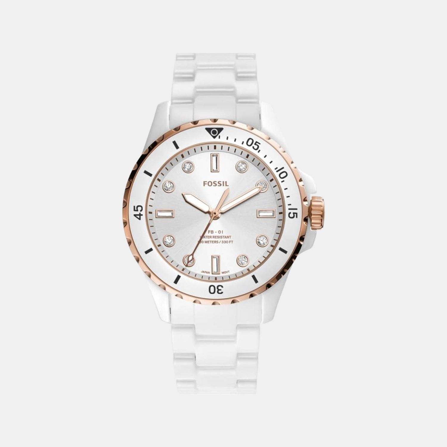 Fb-01 Women Quartz White Dial Analog Ceramic Watch CE1107