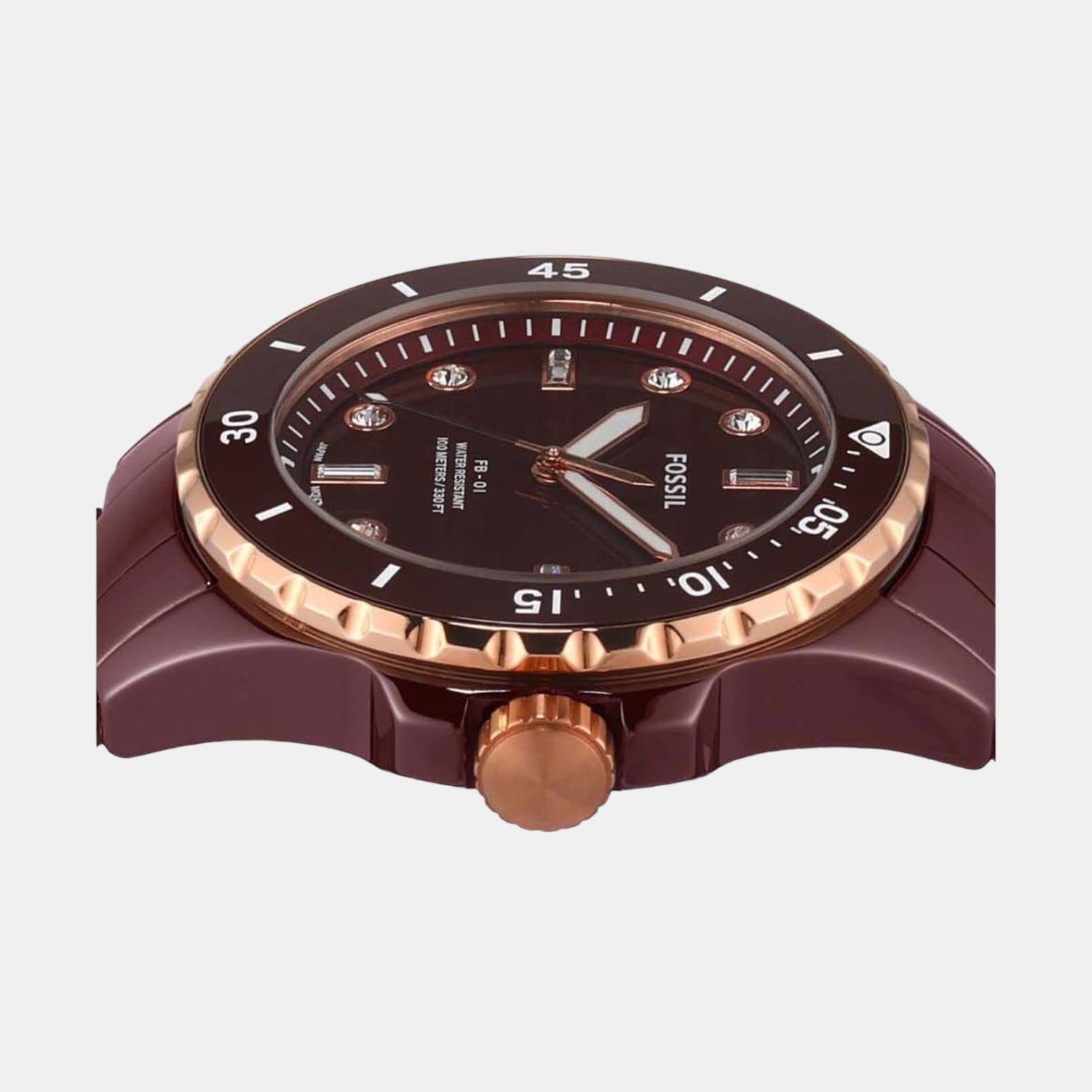 Fb-01 Men Quartz Brown Dial Analog Ceramic Watch CE1123