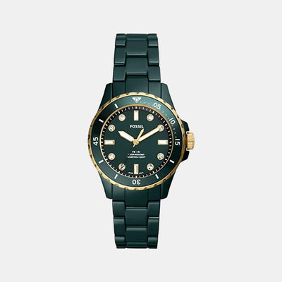Fb-01 Women Quartz Green Dial Analog Ceramic Watch CE1124