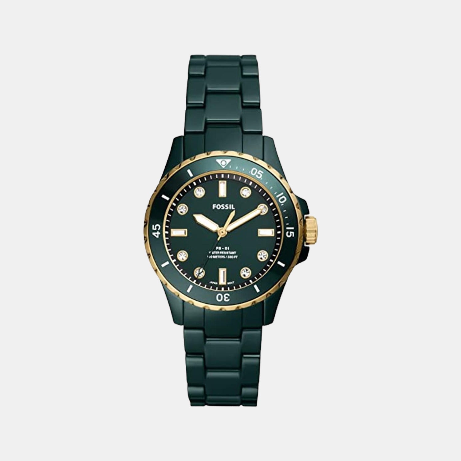 Fb-01 Women Quartz Green Dial Analog Ceramic Watch CE1124
