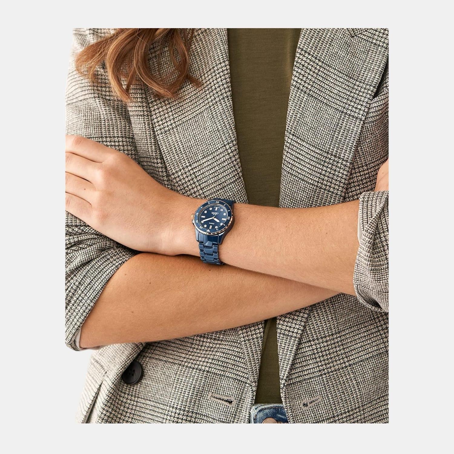 Fb-01 Women Quartz Blue Dial Analog Stainless Steel Watch CE1125
