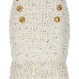 Balmain Fringed Tweed Skirt
