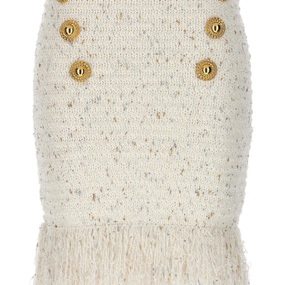 Balmain Fringed Tweed Skirt