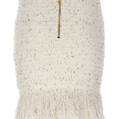 Balmain Fringed Tweed Skirt