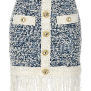 Balmain Fringed Tweed Skirt