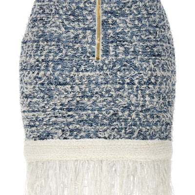 Balmain Fringed Tweed Skirt