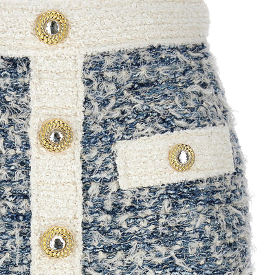Balmain Fringed Tweed Skirt