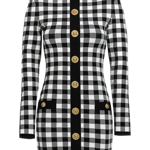 Balmain Vichy Knit Dress