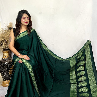 Modal Silk Golden Embroidery work Keri Pallu Saree