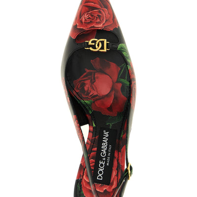 Dolce & Gabbana Rose Print Slingbacks