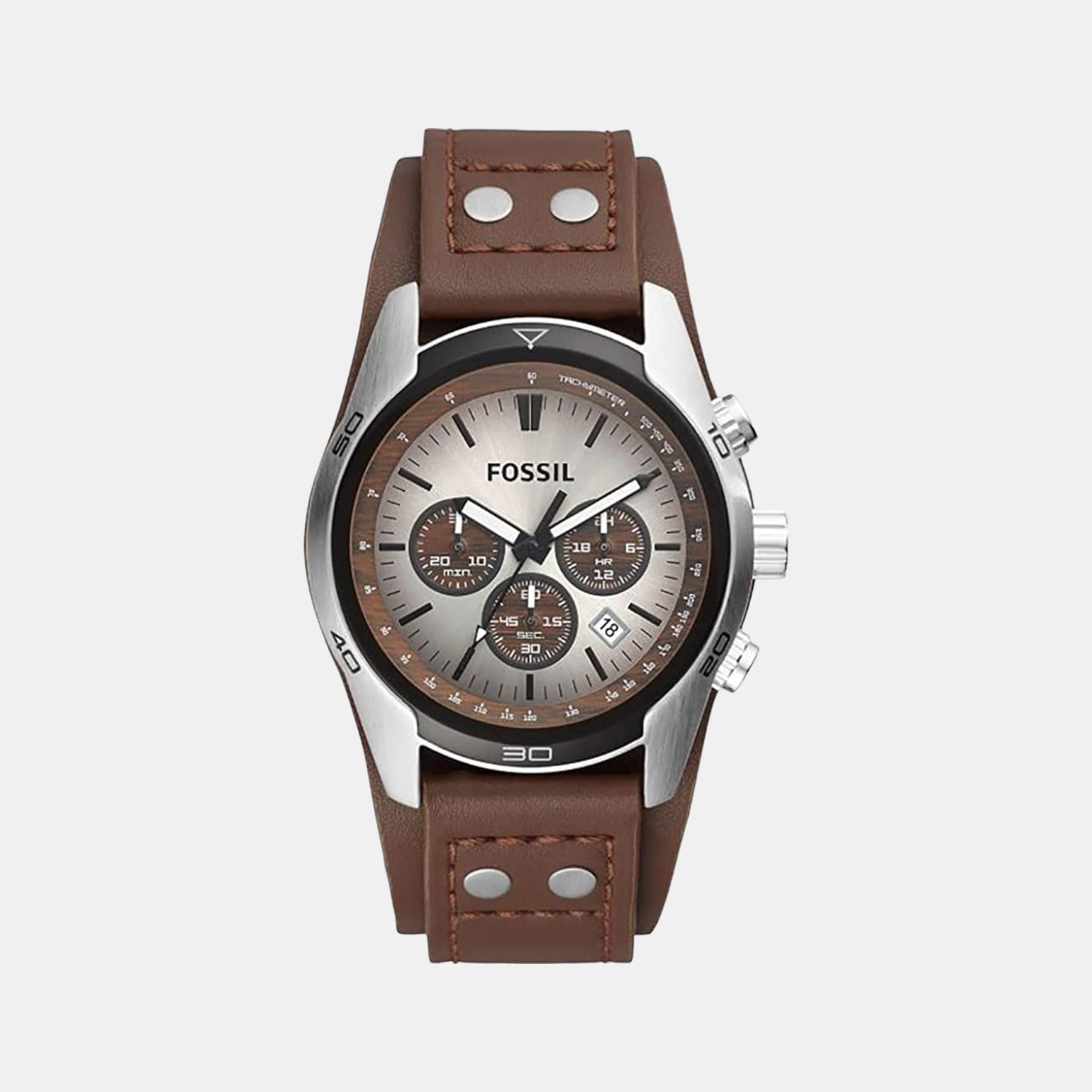 Coachman Men Quartz Two Tone Dial Chronograph Leather Watch CH2565