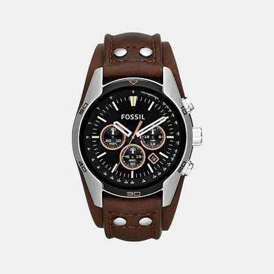 Coachman Men Quartz Black Dial Chronograph Leather Watch CH2891