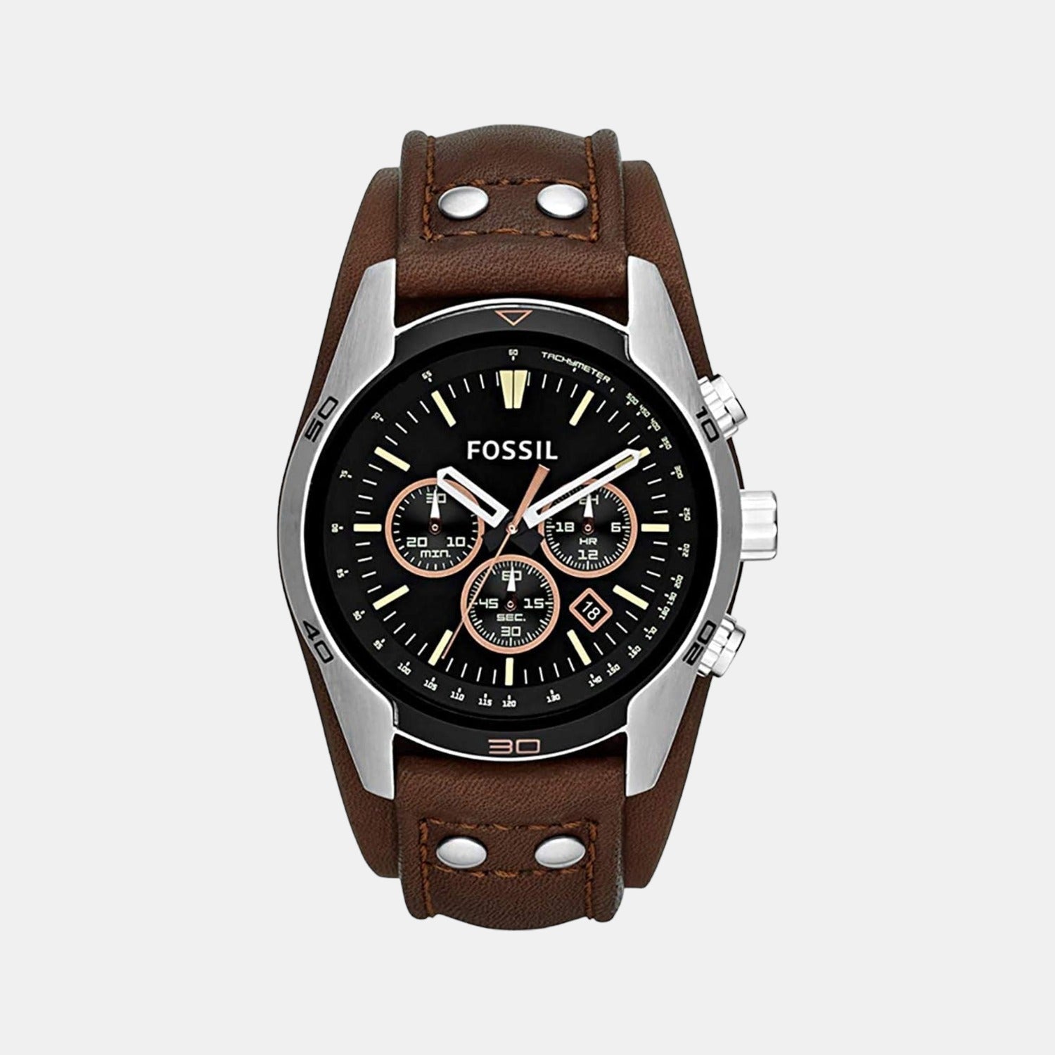 Coachman Men Quartz Black Dial Chronograph Leather Watch CH2891