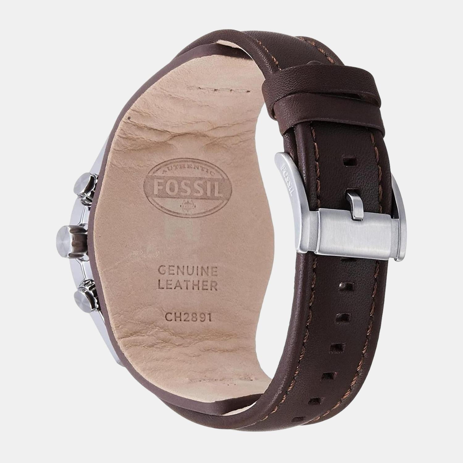 Coachman Men Quartz Black Dial Chronograph Leather Watch CH2891