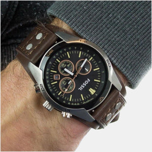Coachman Men Quartz Black Dial Chronograph Leather Watch CH2891