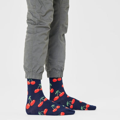 Happy Socks Unisex Cherry Crew Length Socks for Women and Men