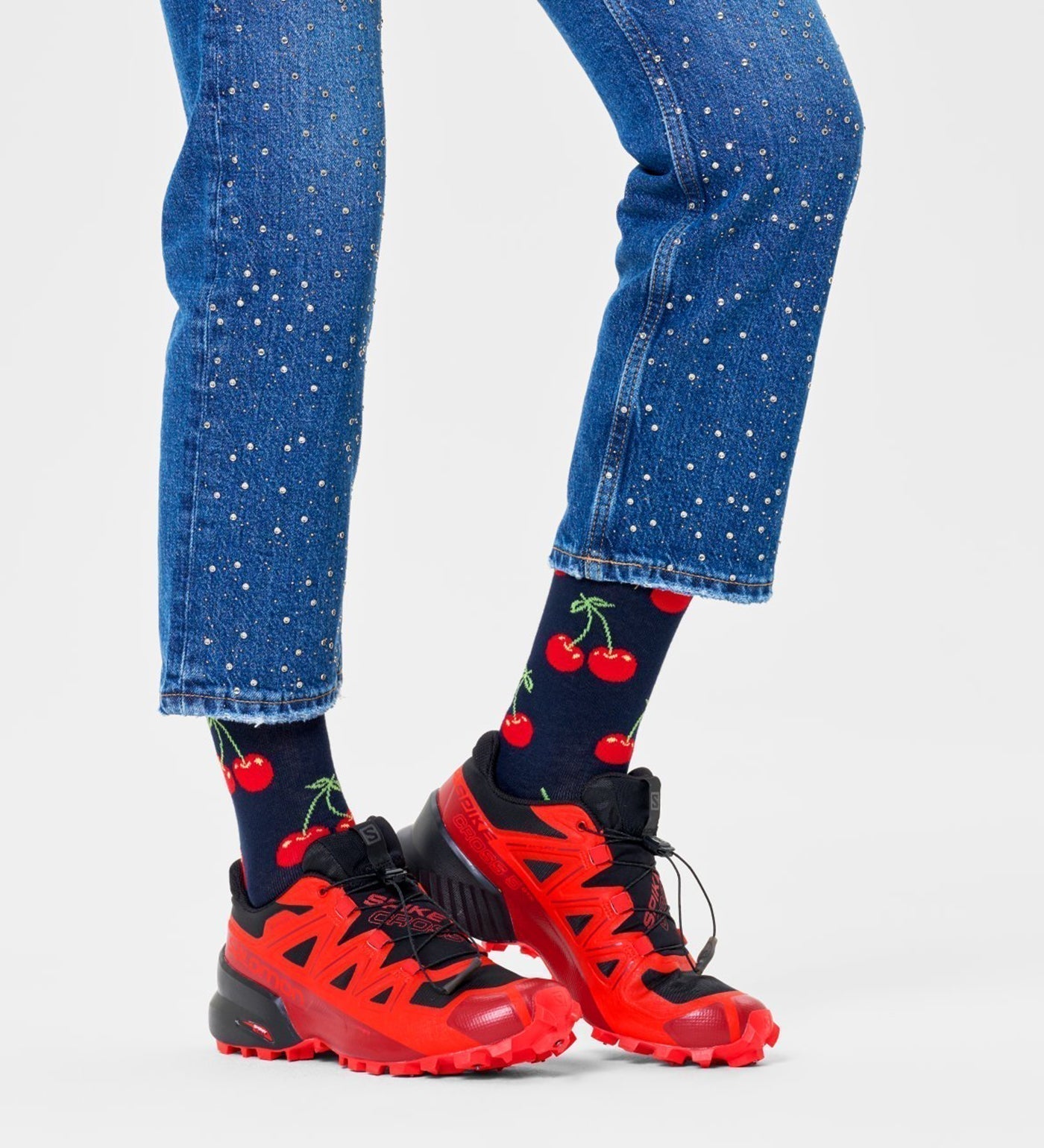 Happy Socks Unisex Cherry Crew Length Socks for Women and Men