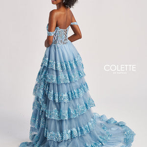 Colette by Daphne CL8690 Long Formal A Line Tiered Prom Dress