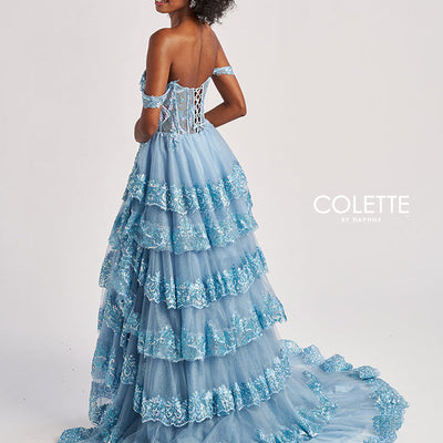 Colette by Daphne CL8690 Long Formal A Line Tiered Prom Dress