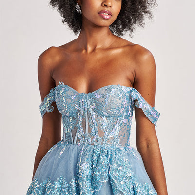 Colette by Daphne CL8690 Long Formal A Line Tiered Prom Dress