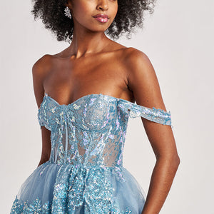 Colette by Daphne CL8690 Long Formal A Line Tiered Prom Dress