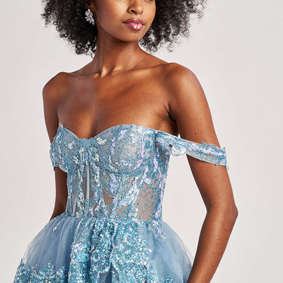 Colette by Daphne CL8690 Long Formal A Line Tiered Prom Dress