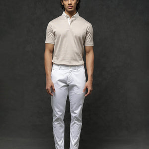 Rare Rabbit Men's Clarance Beige Half Sleeves Solid Polo T-Shirt