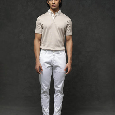 Rare Rabbit Men's Clarance Beige Half Sleeves Solid Polo T-Shirt