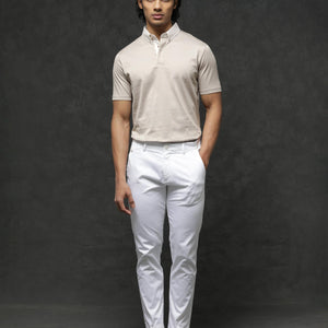 Rare Rabbit Men's Clarance Beige Half Sleeves Solid Polo T-Shirt