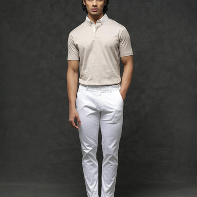 Rare Rabbit Men's Clarance Beige Half Sleeves Solid Polo T-Shirt