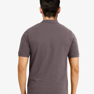 Rare Rabbit Men's Clif Dusky Purple Cotton Fabric Short Sleeves Printed Detailing On Collar Regular Fit Plain Knit Polo T-Shirt