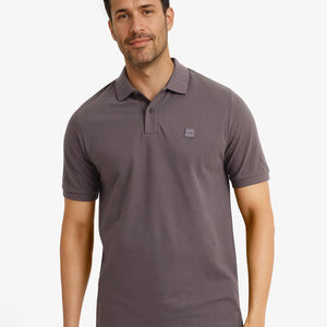 Rare Rabbit Men's Clif Dusky Purple Cotton Fabric Short Sleeves Printed Detailing On Collar Regular Fit Plain Knit Polo T-Shirt