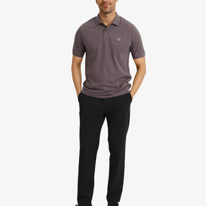 Rare Rabbit Men's Clif Dusky Purple Cotton Fabric Short Sleeves Printed Detailing On Collar Regular Fit Plain Knit Polo T-Shirt