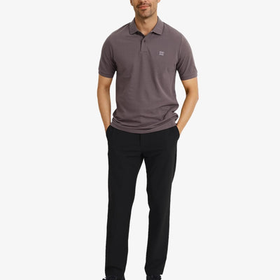 Rare Rabbit Men's Clif Dusky Purple Cotton Fabric Short Sleeves Printed Detailing On Collar Regular Fit Plain Knit Polo T-Shirt