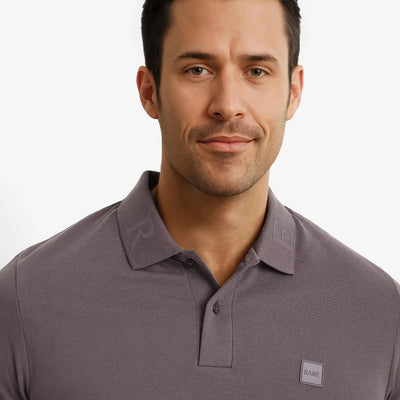 Rare Rabbit Men's Clif Dusky Purple Cotton Fabric Short Sleeves Printed Detailing On Collar Regular Fit Plain Knit Polo T-Shirt