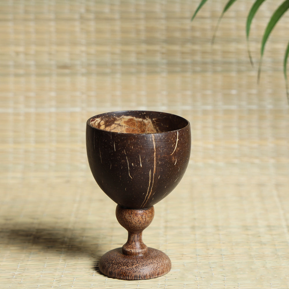 Brown - Hand Carved Coconut Wood Ice Cream Cup