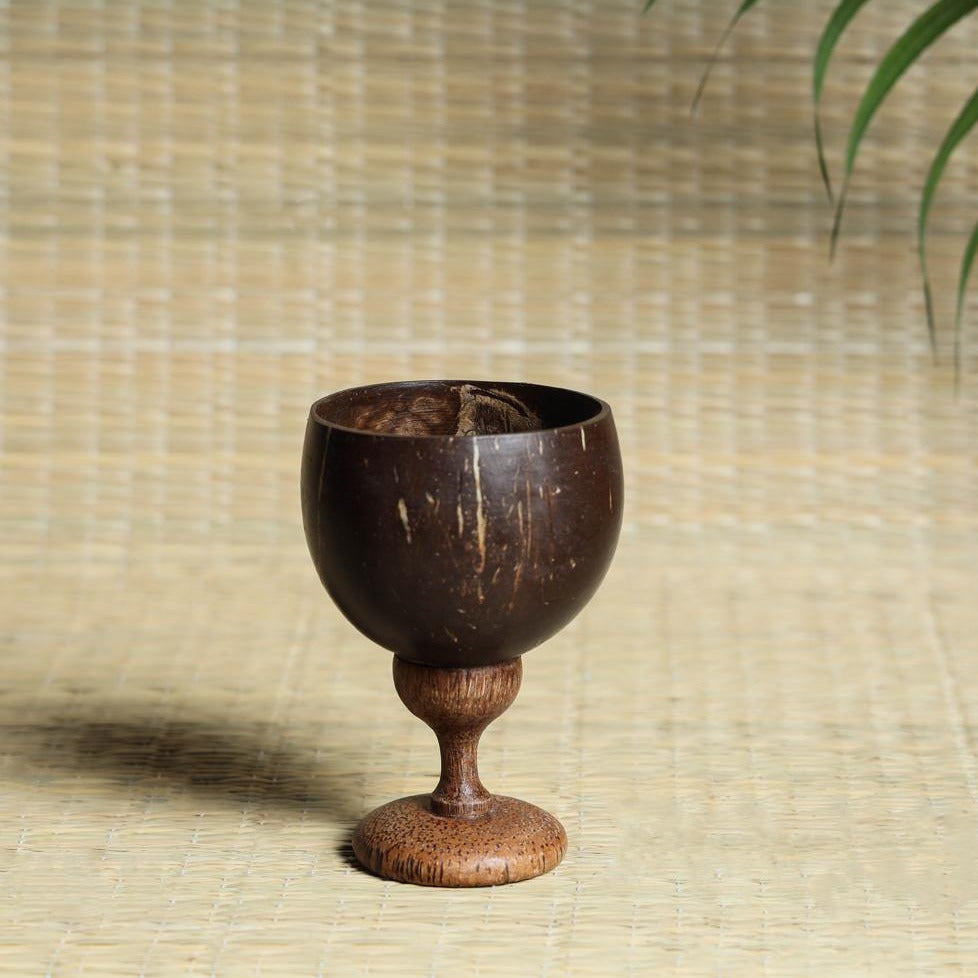 Brown - Hand Carved Coconut Wood Ice Cream Cup