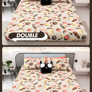 Future Astronaut Beige Soft Cotton Kids Bed Sheet Combo of 2
