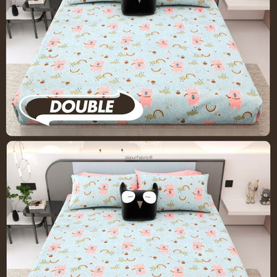 Playtime Pals Blue Pastel Soft Cotton Kids Bed Sheet Combo of 2