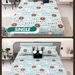 Animal Carnival Pastel Blue Soft Cotton Kids Bed Sheet Combo of 2