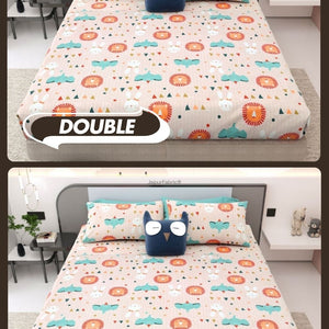 Animal Carnival Peach Soft Cotton Kids Bed Sheet Combo of 2