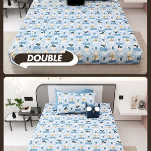 Artist of the Future Icy Blue Soft Cotton Kids Bed Sheet Combo of 2